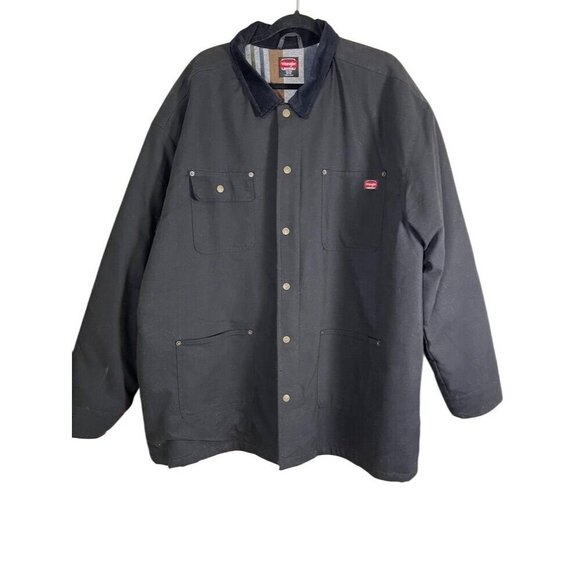 Wrangler Jacket 3XL Black Workwear Corduroy Barn Coat Snaps Neutral Oversize 80s - Picture 1 of 13